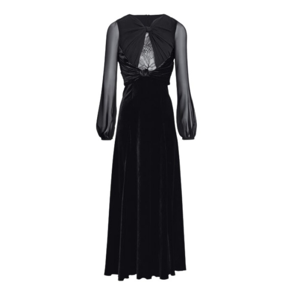 Giambattista Valli Long Black Velvet And Lace Dress - Giambattista Valli Dresses - Romantic Couture - Shop at Luxury Shoes 