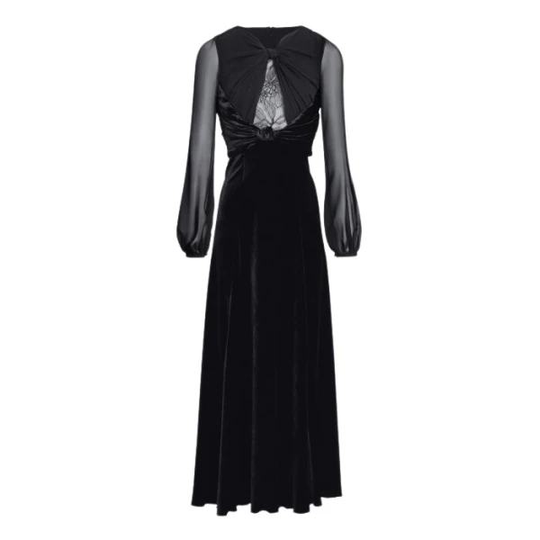Giambattista Valli Long Black Velvet And Lace Dress - Giambattista Valli Dresses - Romantic Couture - Shop at Luxury Shoes 