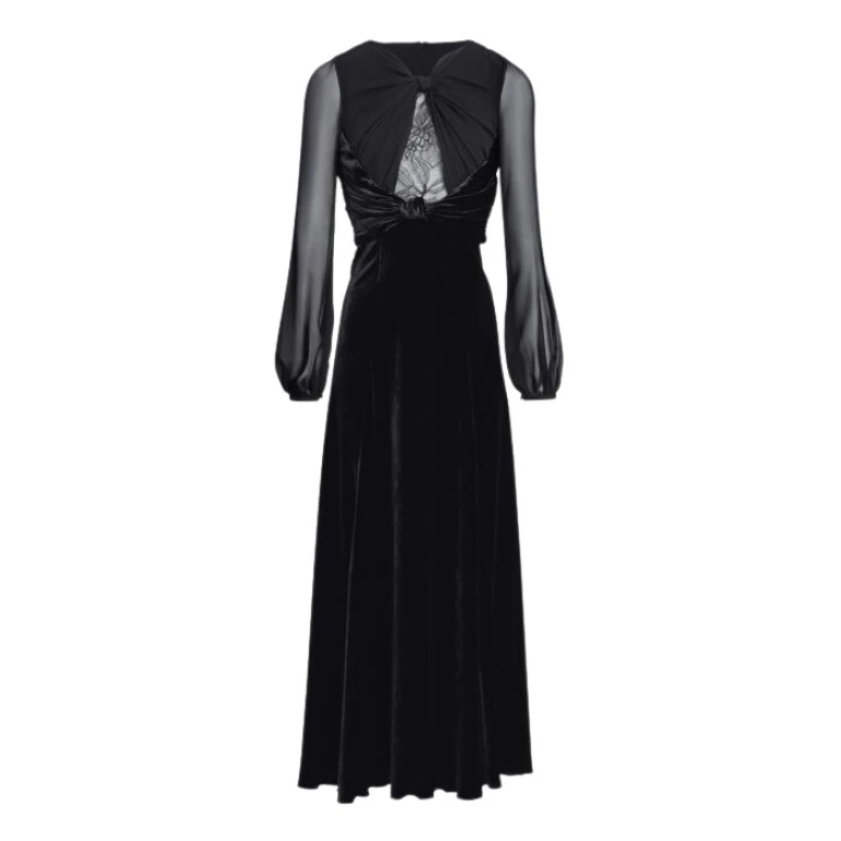 Giambattista Valli Long Black Velvet And Lace Dress - Giambattista Valli Dresses - Romantic Couture - Shop at Luxury Shoes 