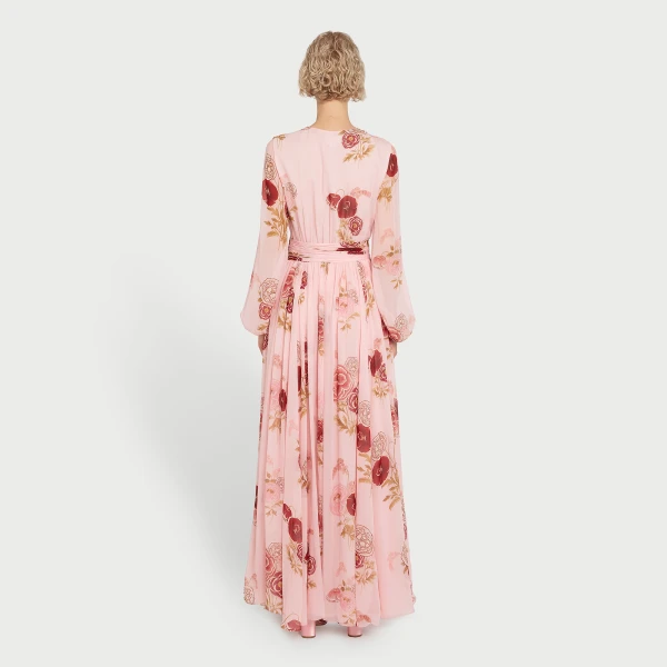 Giambattista Valli Long Blossoms Pink Silk Dress - Giambattista Valli Dresses - Romantic Couture - Shop at Luxury Shoes 