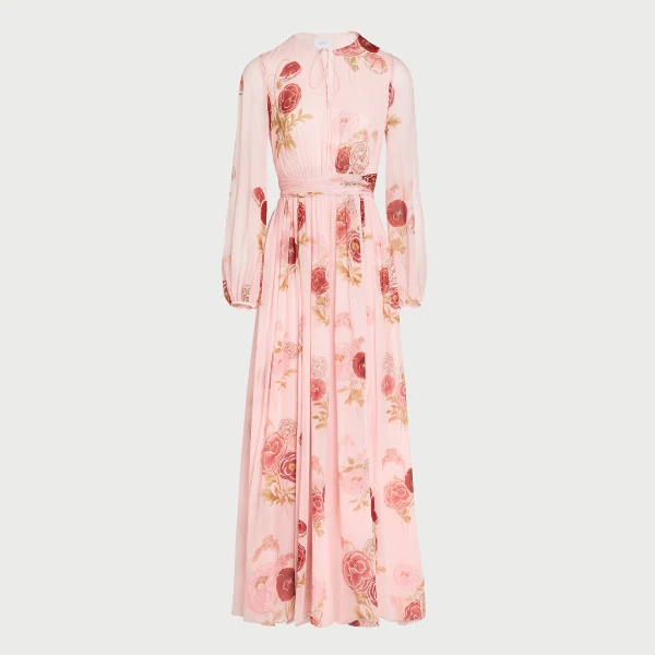 Giambattista Valli Long Blossoms Pink Silk Dress - Giambattista Valli Dresses - Romantic Couture - Shop at Luxury Shoes 