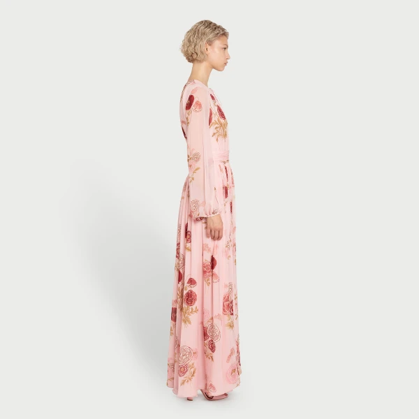 Giambattista Valli Long Blossoms Pink Silk Dress - Giambattista Valli Dresses - Romantic Couture - Shop at Luxury Shoes 