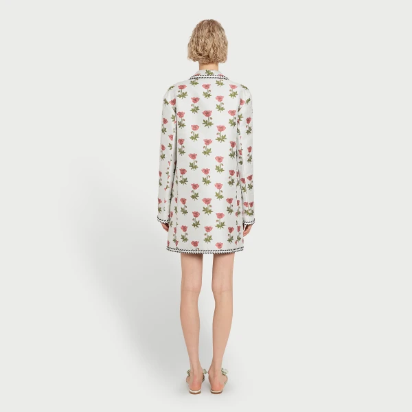 Giambattista Valli Long Blue Floral Jacquard Coat - Giambattista Valli Coats - Romantic Couture - Shop at Luxury Shoes 