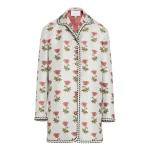 Giambattista Valli Long Blue Floral Jacquard Coat - Giambattista Valli Coats - Romantic Couture - Shop at Luxury Shoes 