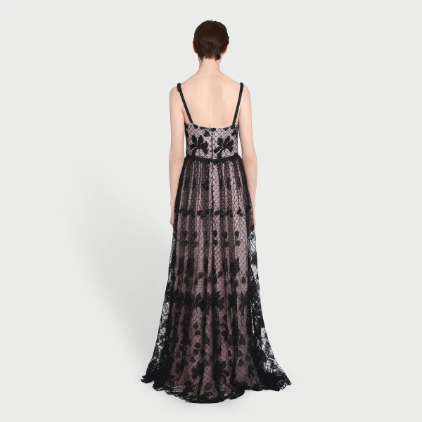 Giambattista Valli Long Corset Dress In Tulle With Floral Embroidery - Giambattista Valli Dresses - Romantic Couture - Shop at Luxury Shoes 