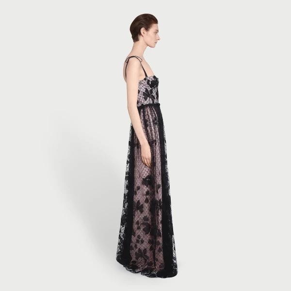 Giambattista Valli Long Corset Dress In Tulle With Floral Embroidery - Giambattista Valli Dresses - Romantic Couture - Shop at Luxury Shoes 