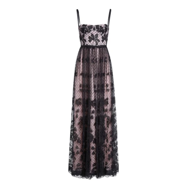 Giambattista Valli Long Corset Dress In Tulle With Floral Embroidery - Giambattista Valli Dresses - Romantic Couture - Shop at Luxury Shoes 