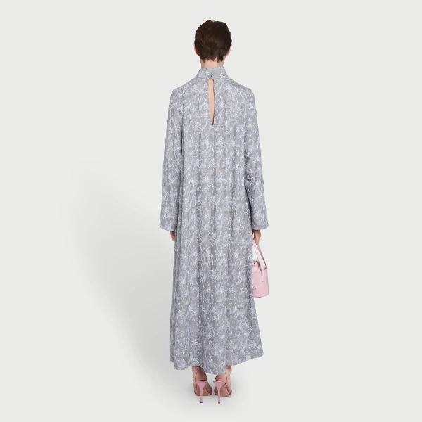 Giambattista Valli Long Gray Dress In Chinoiserie Embroidered Wool - Giambattista Valli Dresses - Romantic Couture - Shop at Luxury Shoes 