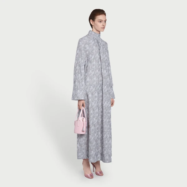 Giambattista Valli Long Gray Dress In Chinoiserie Embroidered Wool - Giambattista Valli Dresses - Romantic Couture - Shop at Luxury Shoes 