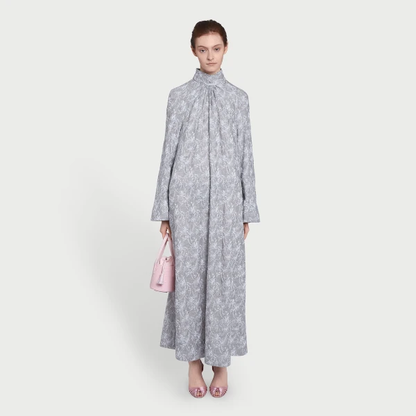 Giambattista Valli Long Gray Dress In Chinoiserie Embroidered Wool - Giambattista Valli Dresses - Romantic Couture - Shop at Luxury Shoes 