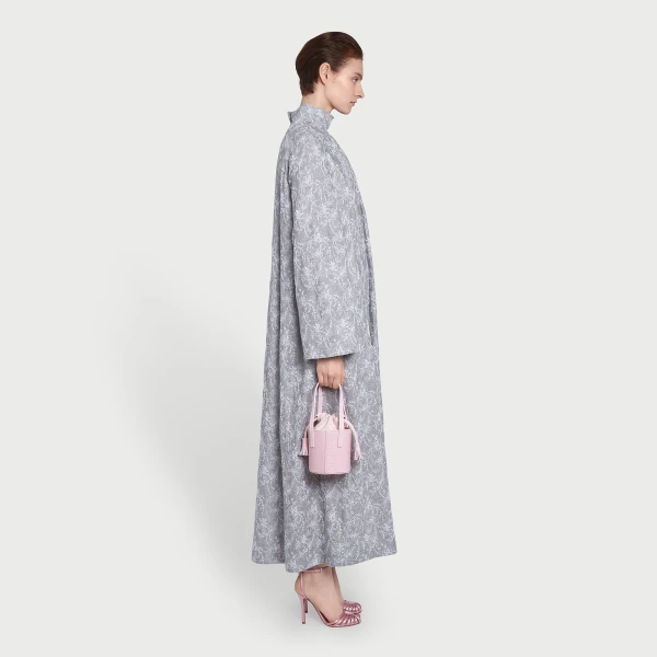 Giambattista Valli Long Gray Dress In Chinoiserie Embroidered Wool - Giambattista Valli Dresses - Romantic Couture - Shop at Luxury Shoes 