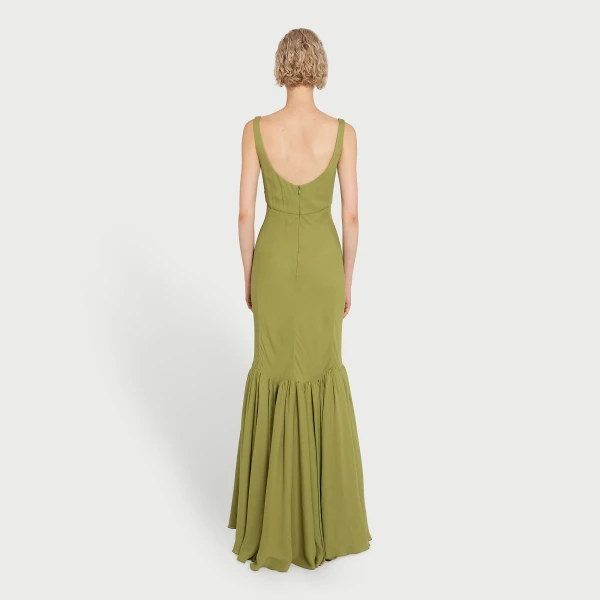 Giambattista Valli Long Green Trumpet Dress - Giambattista Valli Dresses - Romantic Couture - Shop at Luxury Shoes 