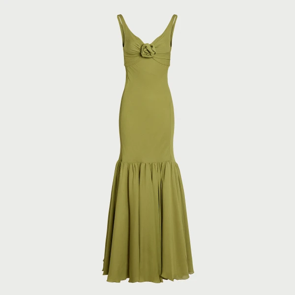 Giambattista Valli Long Green Trumpet Dress - Giambattista Valli Dresses - Romantic Couture - Shop at Luxury Shoes 