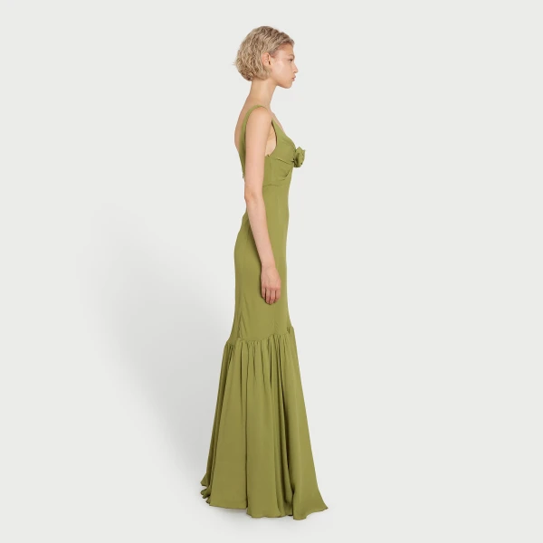 Giambattista Valli Long Green Trumpet Dress - Giambattista Valli Dresses - Romantic Couture - Shop at Luxury Shoes 