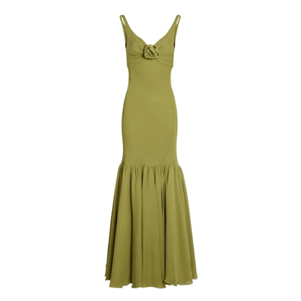 Giambattista Valli Long Green Trumpet Dress - Giambattista Valli Dresses - Romantic Couture - Shop at Luxury Shoes 