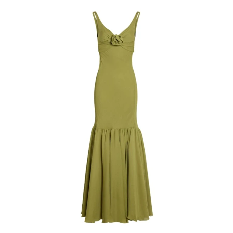 Giambattista Valli Long Green Trumpet Dress - Giambattista Valli Dresses - Romantic Couture - Shop at Luxury Shoes 