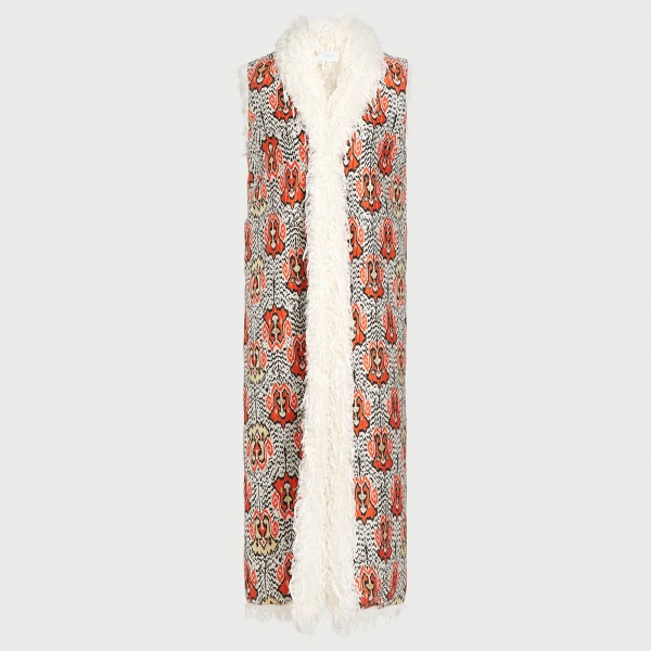 Giambattista Valli Long Ikat Jacquard Sleeveless Coat - Giambattista Valli Coats - Romantic Couture - Shop at Luxury Shoes 