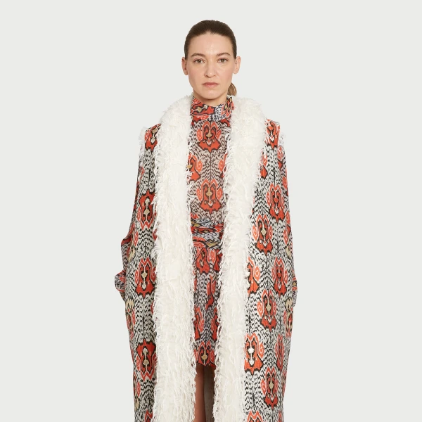 Giambattista Valli Long Ikat Jacquard Sleeveless Coat - Giambattista Valli Coats - Romantic Couture - Shop at Luxury Shoes 