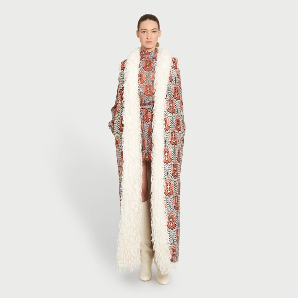 Giambattista Valli Long Ikat Jacquard Sleeveless Coat - Giambattista Valli Coats - Romantic Couture - Shop at Luxury Shoes 