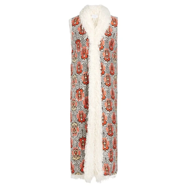 Giambattista Valli Long Ikat Jacquard Sleeveless Coat - Giambattista Valli Coats - Romantic Couture - Shop at Luxury Shoes 
