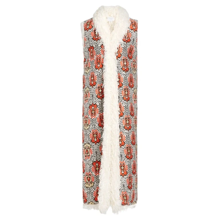 Giambattista Valli Long Ikat Jacquard Sleeveless Coat - Giambattista Valli Coats - Romantic Couture - Shop at Luxury Shoes 
