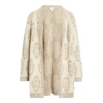 Giambattista Valli Long Ivory And Gold Ikat Cardigan - Giambattista Valli Fall Winter 25/26 - Romantic Couture - Shop at Luxury Shoes 