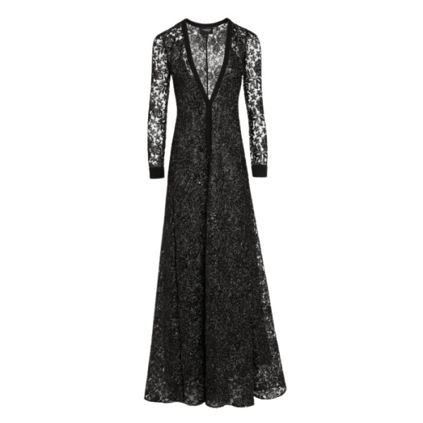 Giambattista Valli Long Kaftan Dress With Shimmering Black Embroidery - Giambattista Valli Dresses - Romantic Couture - Shop at Luxury Shoes 
