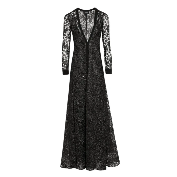 Long-Kaftan-Dress-With-Shimmering-Black-Embroidery-Giambattista-Valli-Dresses-893629_nobg Giambattista Valli Long Kaftan Dress With Shimmering Black Embroidery - Giambattista Valli Dresses - Romantic Couture - Shop at Luxury Shoes