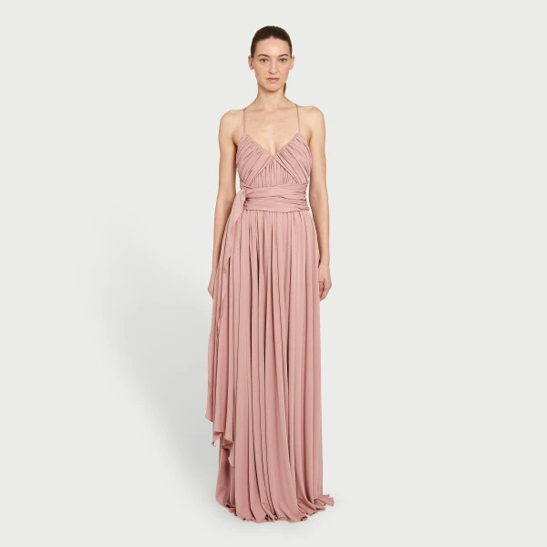 Giambattista Valli Long Pink Dress With Cape - Giambattista Valli Dresses - Romantic Couture - Shop at Luxury Shoes 