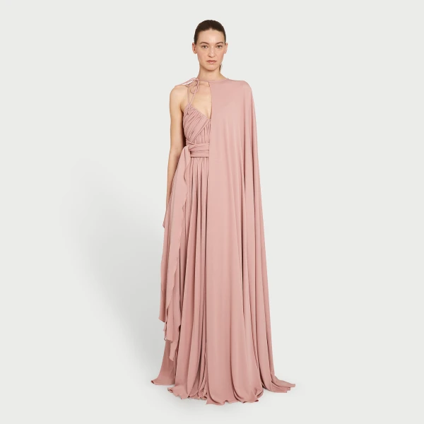 Giambattista Valli Long Pink Dress With Cape - Giambattista Valli Dresses - Romantic Couture - Shop at Luxury Shoes 