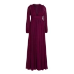 Giambattista Valli Long Purple Silk Dress And Lace Collar - Giambattista Valli Dresses - Romantic Couture - Shop at Luxury Shoes 