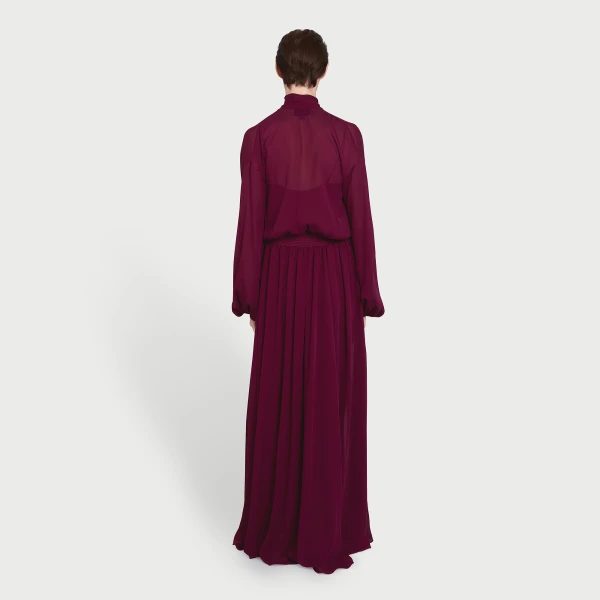 Giambattista Valli Long Purple Silk Dress With Self-Tie Neck - Giambattista Valli Dresses - Romantic Couture - Shop at Luxury Shoes 