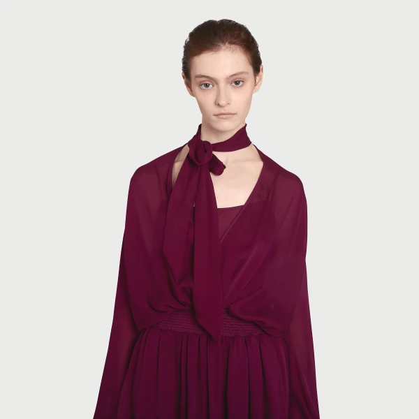 Giambattista Valli Long Purple Silk Dress With Self-Tie Neck - Giambattista Valli Dresses - Romantic Couture - Shop at Luxury Shoes 