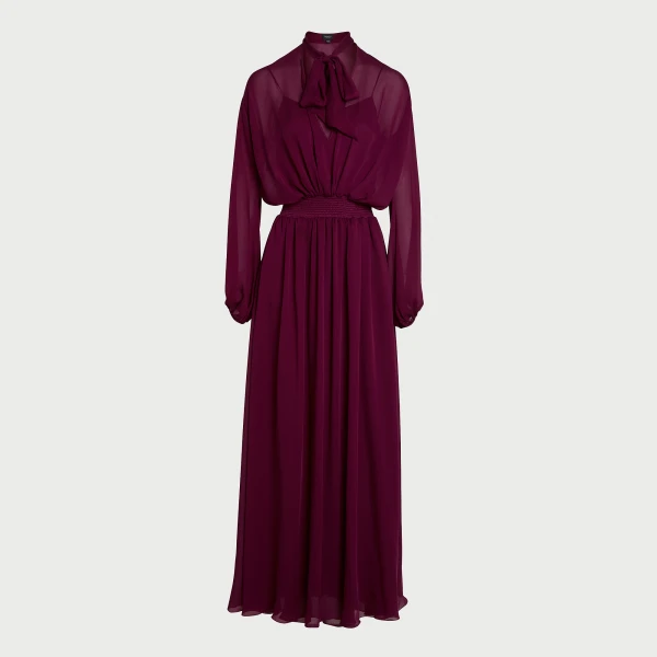 Giambattista Valli Long Purple Silk Dress With Self-Tie Neck - Giambattista Valli Dresses - Romantic Couture - Shop at Luxury Shoes 