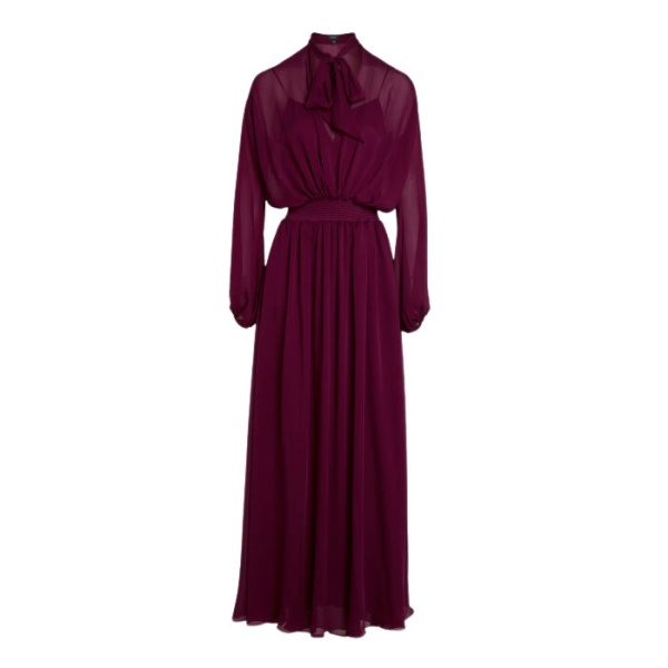 Giambattista Valli Long Purple Silk Dress With Self-Tie Neck - Giambattista Valli Dresses - Romantic Couture - Shop at Luxury Shoes 