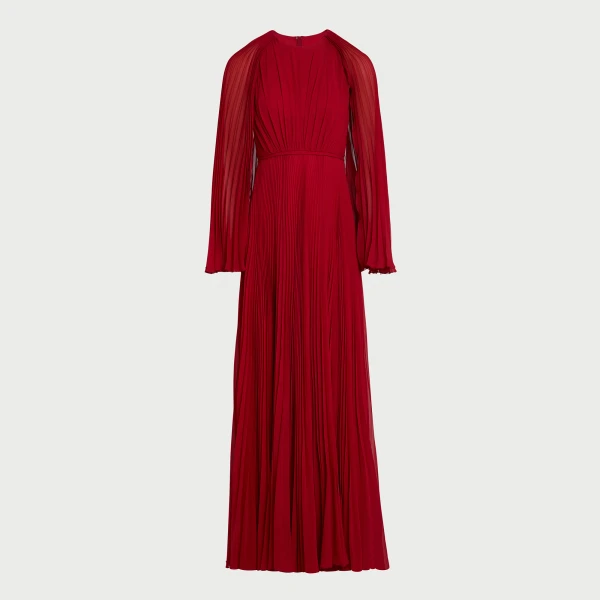 Giambattista Valli Long Red Cape Silk Dress - Giambattista Valli Dresses - Romantic Couture - Shop at Luxury Shoes 