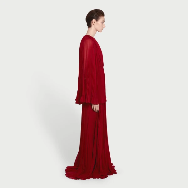 Giambattista Valli Long Red Cape Silk Dress - Giambattista Valli Dresses - Romantic Couture - Shop at Luxury Shoes 