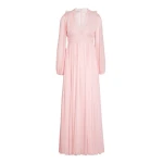 Giambattista Valli Long Rose Quartz Silk Dress And Lace Collar - Giambattista Valli Dresses - Romantic Couture - Shop at Luxury Shoes 