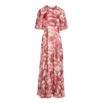 Giambattista Valli Long Ruby Pansies Silk Dress With Cape - Giambattista Valli Dresses - Romantic Couture - Shop at Luxury Shoes 