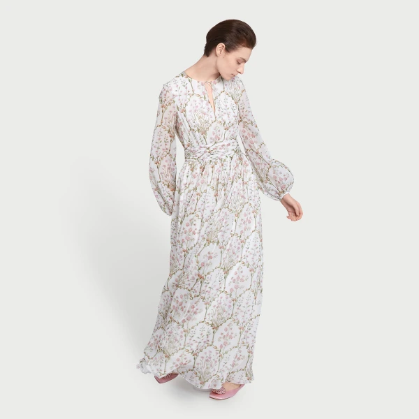 Giambattista Valli Long Wild Carnations Ivory Silk Dress - Giambattista Valli Dresses - Romantic Couture - Shop at Luxury Shoes 
