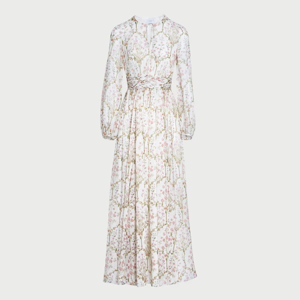Giambattista Valli Long Wild Carnations Ivory Silk Dress - Giambattista Valli Dresses - Romantic Couture - Shop at Luxury Shoes 