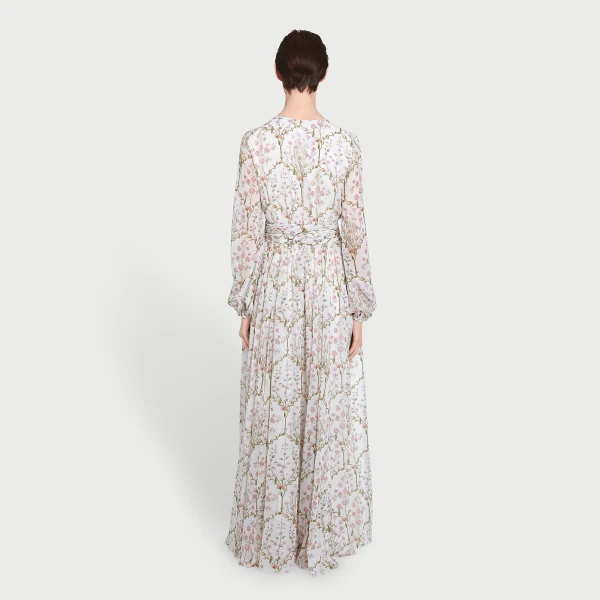 Giambattista Valli Long Wild Carnations Ivory Silk Dress - Giambattista Valli Dresses - Romantic Couture - Shop at Luxury Shoes 