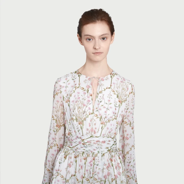 Giambattista Valli Long Wild Carnations Ivory Silk Dress - Giambattista Valli Dresses - Romantic Couture - Shop at Luxury Shoes 