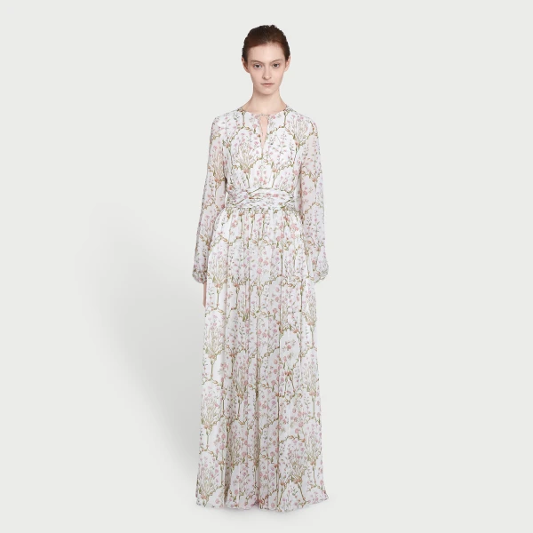Giambattista Valli Long Wild Carnations Ivory Silk Dress - Giambattista Valli Dresses - Romantic Couture - Shop at Luxury Shoes 