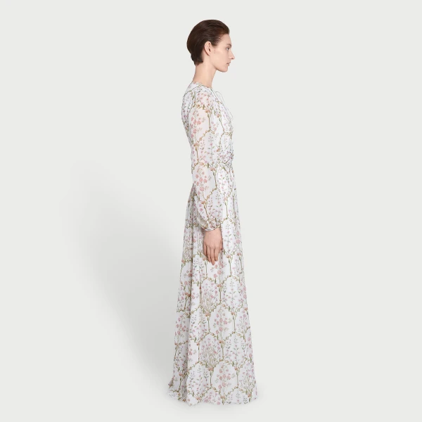 Giambattista Valli Long Wild Carnations Ivory Silk Dress - Giambattista Valli Dresses - Romantic Couture - Shop at Luxury Shoes 
