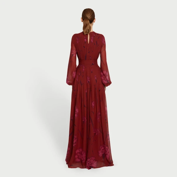 Giambattista Valli Macro Carnation Long Fitted Silk Dress - Giambattista Valli Dresses - Romantic Couture - Shop at Luxury Shoes 