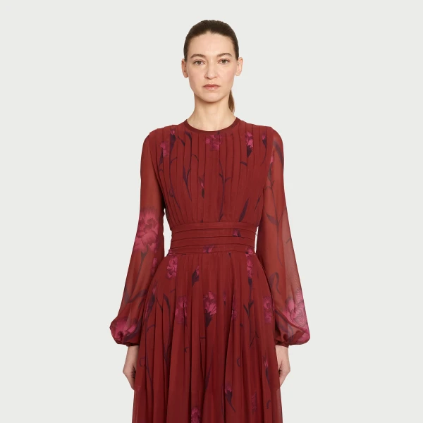 Giambattista Valli Macro Carnation Long Fitted Silk Dress - Giambattista Valli Dresses - Romantic Couture - Shop at Luxury Shoes 