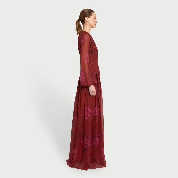 Giambattista Valli Macro Carnation Long Fitted Silk Dress - Giambattista Valli Dresses - Romantic Couture - Shop at Luxury Shoes 