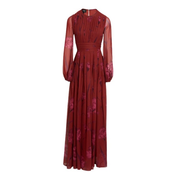Giambattista Valli Macro Carnation Long Fitted Silk Dress - Giambattista Valli Dresses - Romantic Couture - Shop at Luxury Shoes 