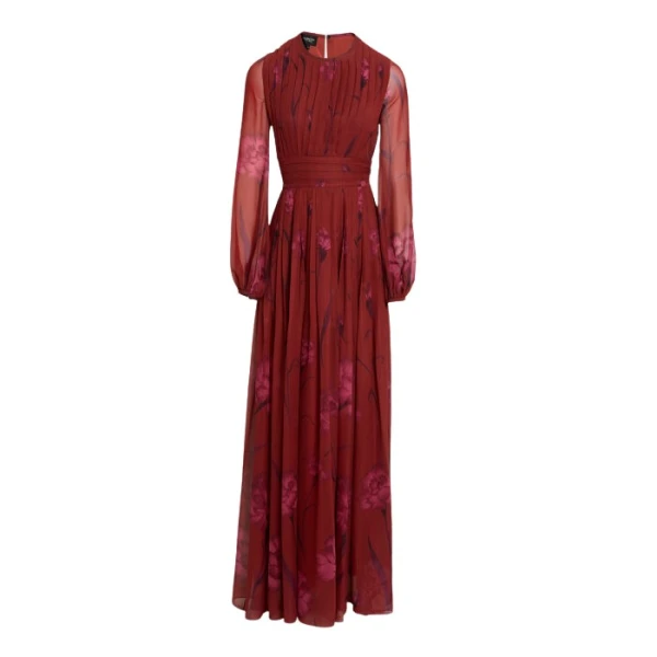 Giambattista Valli Macro Carnation Long Fitted Silk Dress - Giambattista Valli Dresses - Romantic Couture - Shop at Luxury Shoes 